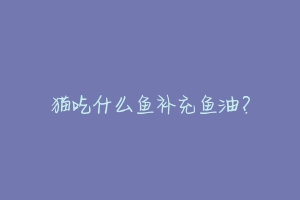 猫吃什么鱼补充鱼油?