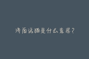 济南话猫是什么意思?
