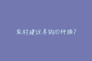 农村建议养的10种猫?