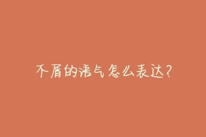 不屑的语气怎么表达?