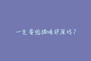 一定要给猫咪铲屎吗?