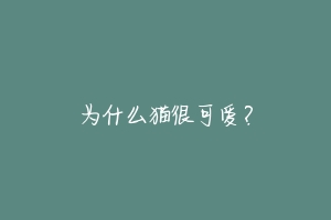 为什么猫很可爱？
