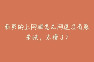 新买的上网猫怎么网速没有原来快,太慢了?