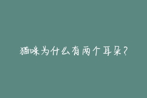 猫咪为什么有两个耳朵?