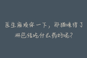 医生麻烦你一下,那猫咪得了淋巴结吃什么药好呢?