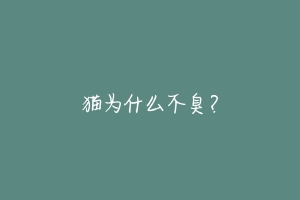 猫为什么不臭？