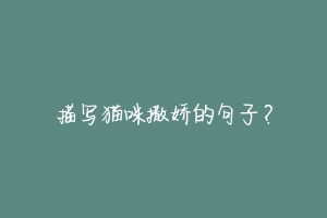 描写猫咪撒娇的句子?