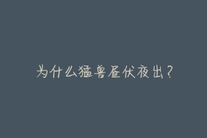 为什么猛兽昼伏夜出?