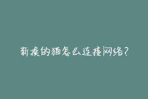 新换的猫怎么连接网络?