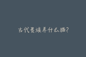 古代贵族养什么猫?