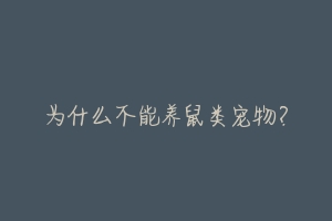 为什么不能养鼠类宠物?