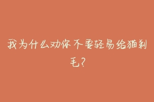 我为什么劝你不要轻易给猫剃毛?