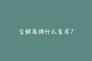 宝懿萌猫什么意思?