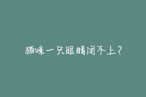 猫咪一只眼睛闭不上?