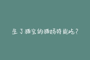生了猫宝的猫妈特能吃?