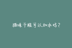 猫咪干粮可以加水吗?
