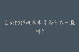 丢失的猫咪回来了为什么一直叫?
