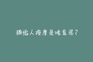 猫给人按摩是啥意思？
