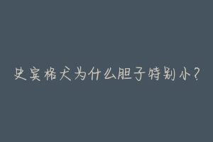 史宾格犬为什么胆子特别小?