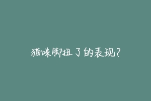 猫咪脚扭了的表现?
