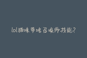 lol猫咪带啥召唤师技能?