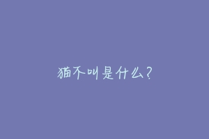 猫不叫是什么?