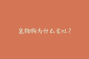 宠物狗为什么会吐?