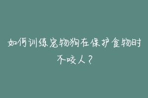 如何训练宠物狗在保护食物时不咬人?