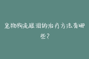 宠物狗流眼泪的治疗方法有哪些?