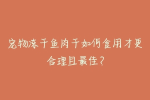 宠物冻干鱼肉干如何食用才更合理且最佳?