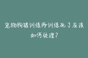 宠物狗被训练师训练死了应该如何处理?