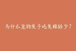 为什么宠物兔子吃兔粮较少?