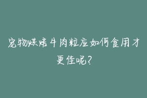 宠物烘焙牛肉粒应如何食用才更佳呢?