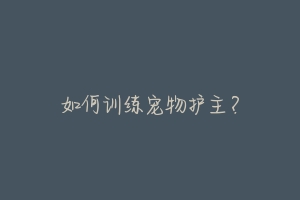 如何训练宠物护主?