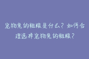宠物兔的粗粮是什么?如何合理选择宠物兔的粗粮?