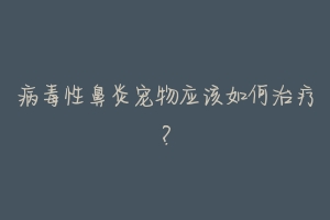 病毒性鼻炎宠物应该如何治疗?