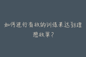 如何进行有效的训练来达到理想效果?