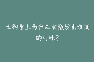 土狗身上为什么会散发出难闻的气味?