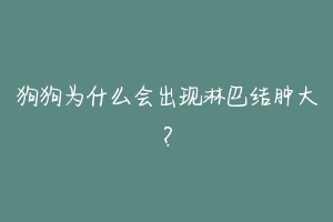 狗狗为什么会出现淋巴结肿大?
