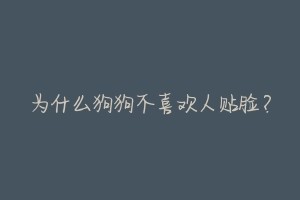 为什么狗狗不喜欢人贴脸?