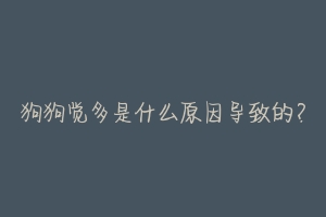 狗狗觉多是什么原因导致的?