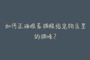 如何正确推荐猫粮给宠物店里的猫咪？