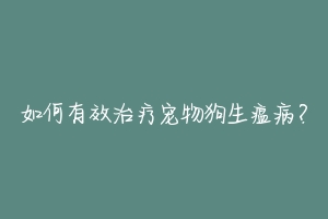 如何有效治疗宠物狗生瘟病?