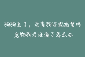 狗狗丢了,没有狗证能报警吗 宠物狗没证偷了怎么办
